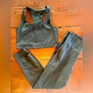 SET: Girlfriend Collective Dark CyanLeggings and Matching High Impact Sports Bra